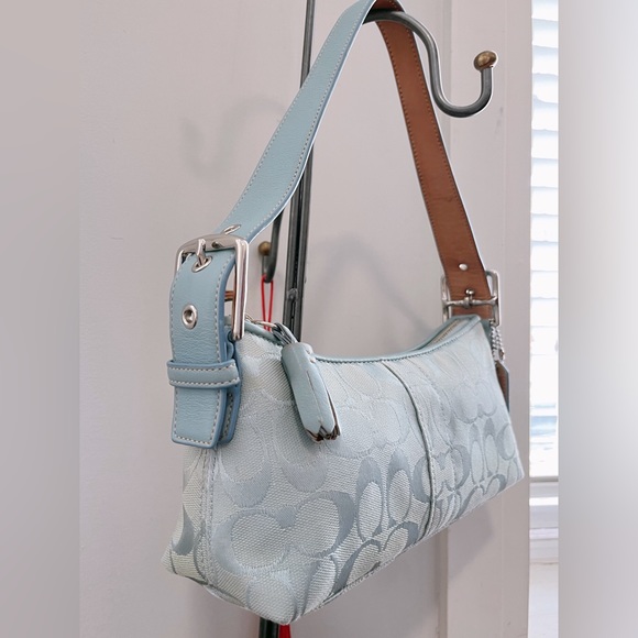 ❌SOLD FACEBOOK❌ Authentic COACH #6371 EAST WEST DEMI Icy Blue Purse ❄️ - Picture 8 of 12